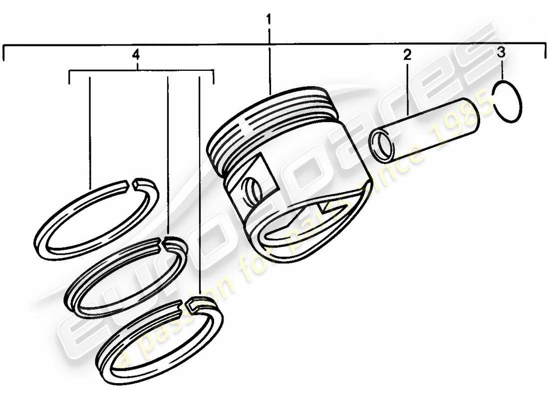 porsche 1983 (944) kolben - kolbenringe ersatzteildiagramm