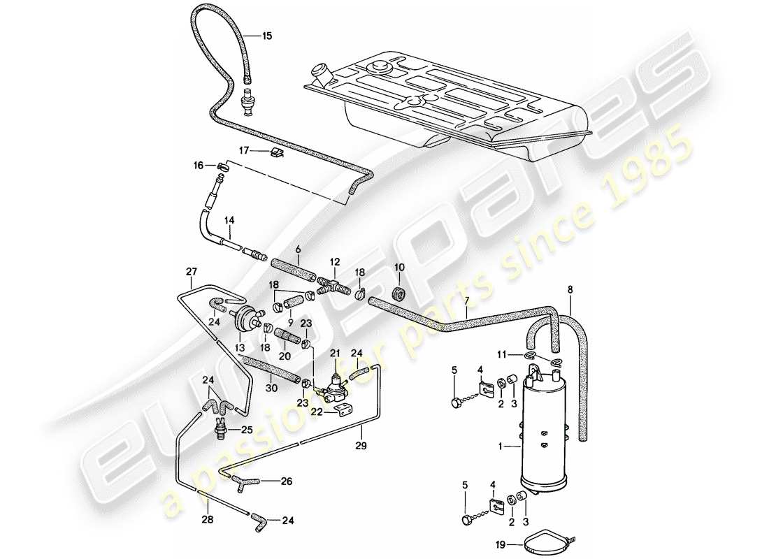 porsche 1983 (944) verdampfungskanister - tankbelüftung - (aus)(j) ersatzteildiagramm
