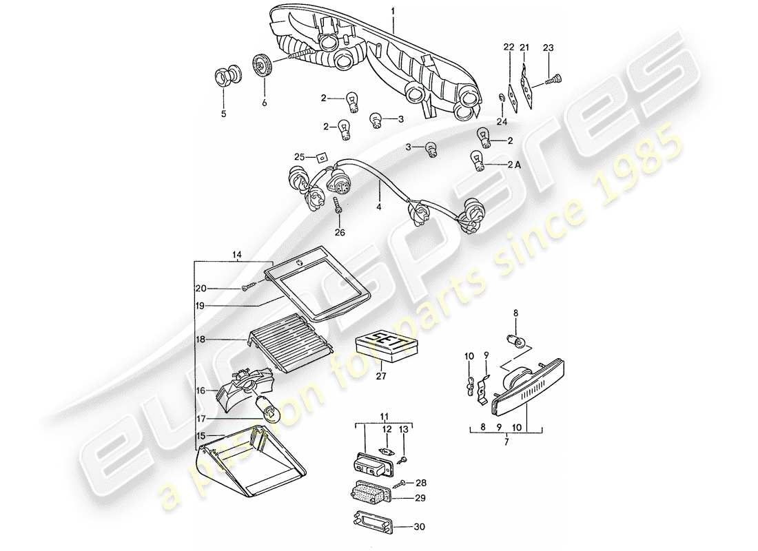porsche 1990 (928) rücklicht ersatzteildiagramm