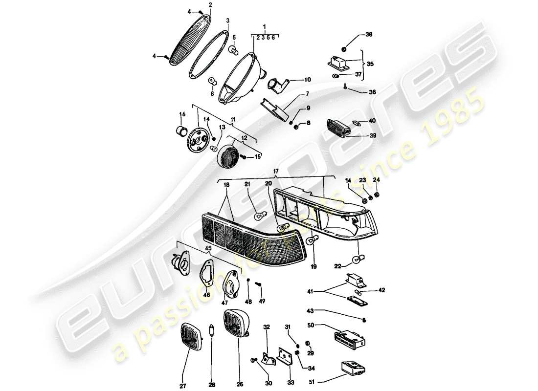 porsche 1971 (914) rücklicht ersatzteildiagramm