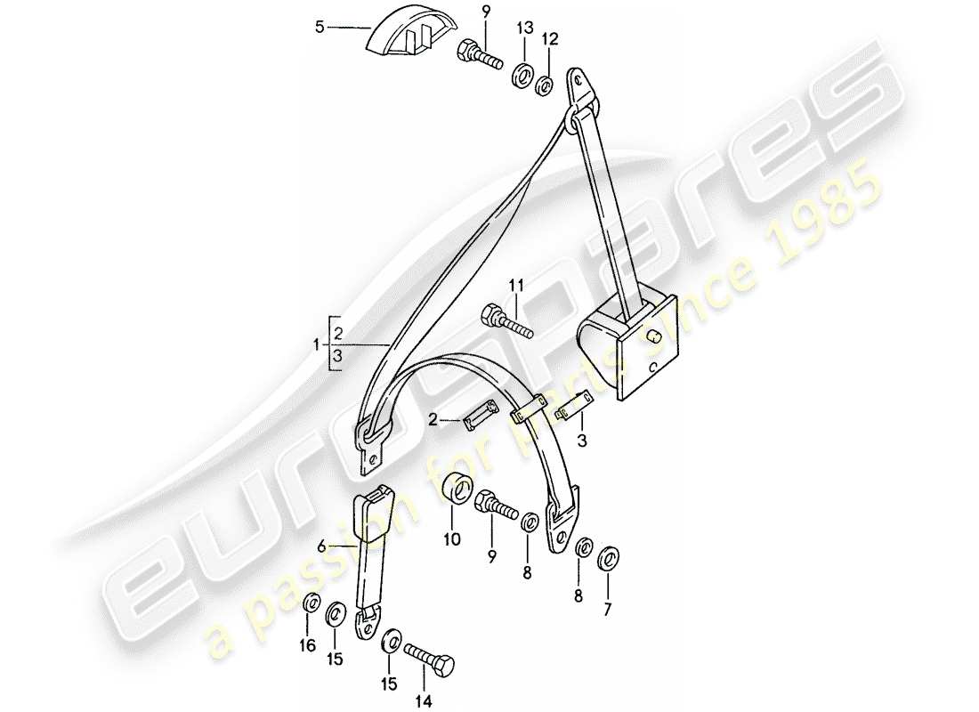porsche 1990 (944) sicherheitsgurt - teilediagramm