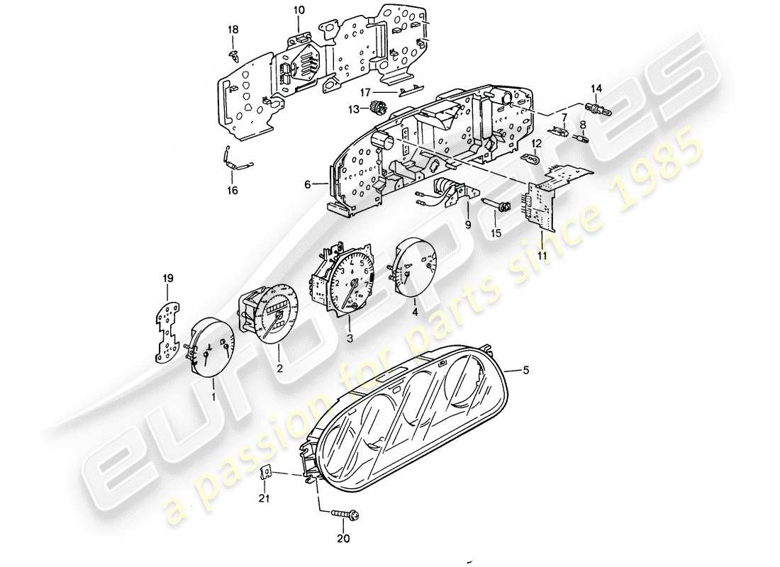 porsche 1986 (944) kombiinstrument - d - mj 1987>> ersatzteildiagramm