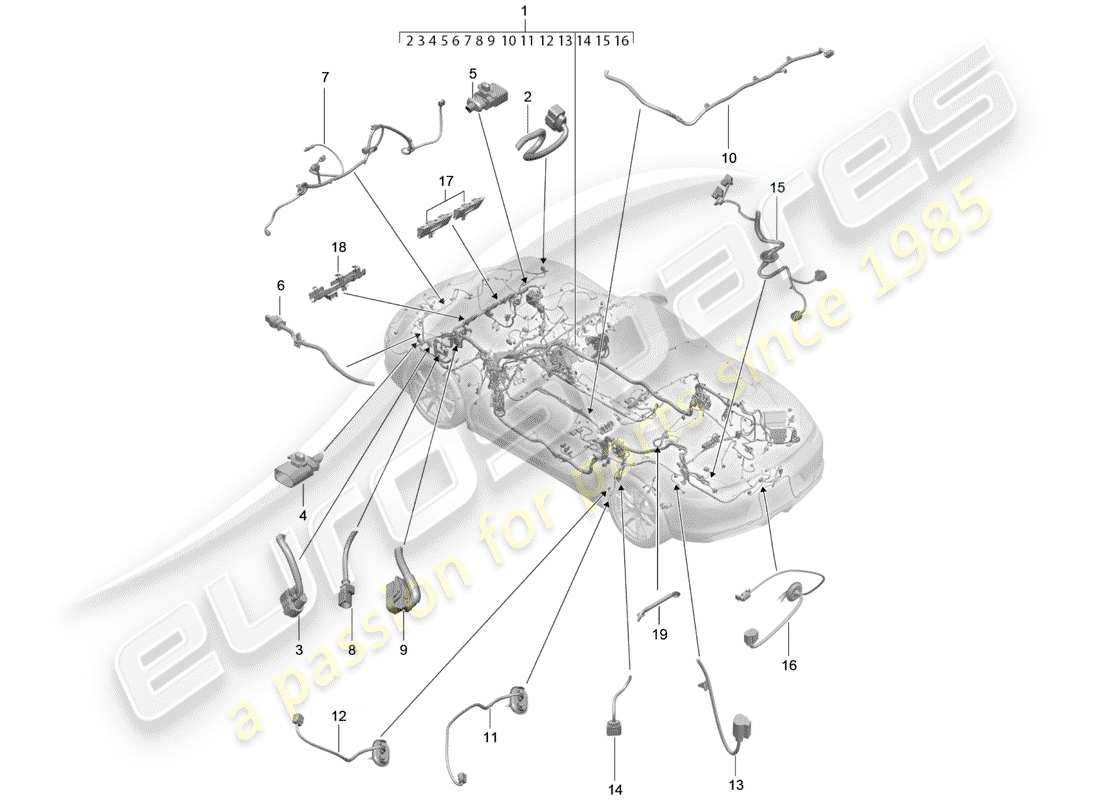 porsche 2012 (981 boxster) kabelbäume ersatzteildiagramm