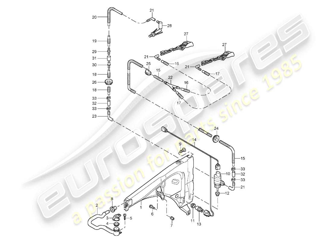 porsche 2003 (cayenne e1 9pa) scheibe teilediagramm