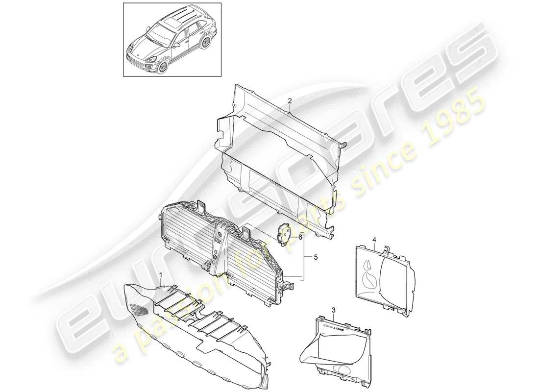 porsche 2012 (cayenne e2 92a) luftkanal teilediagramm