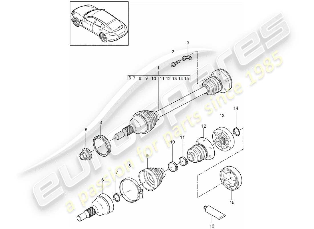 porsche 2011 (panamera 970) antriebswelle teilediagramm