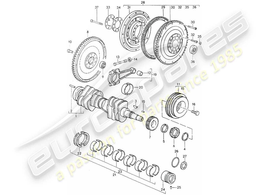 porsche 1989 (964) kurbelwelle teilediagramm