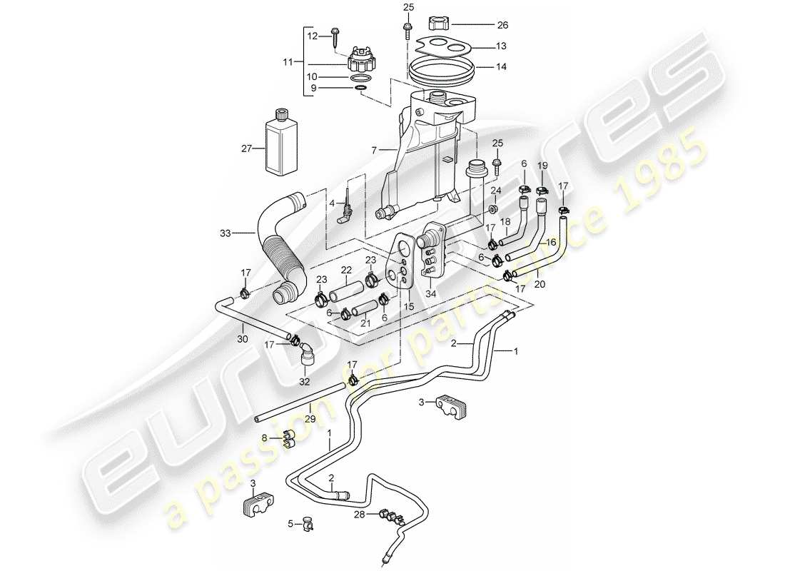 porsche 2008 (987 boxster) wasserkühlung 4 ersatzteildiagramm