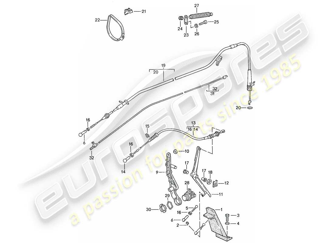 porsche 1989 (928) teilediagramm der drosselklappensteuerung