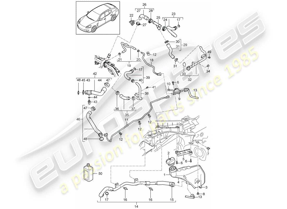porsche 2016 (panamera 970) wasserkühlung teilediagramm