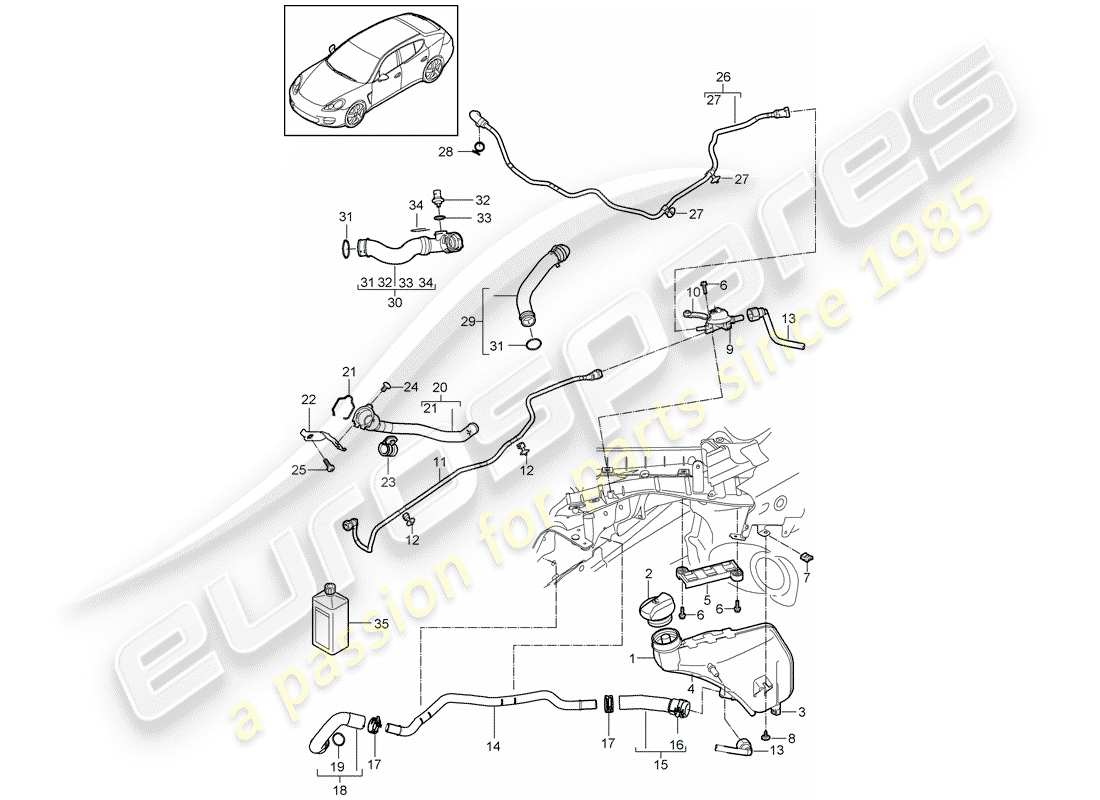 porsche 2013 (panamera 970) wasserkühlung teilediagramm