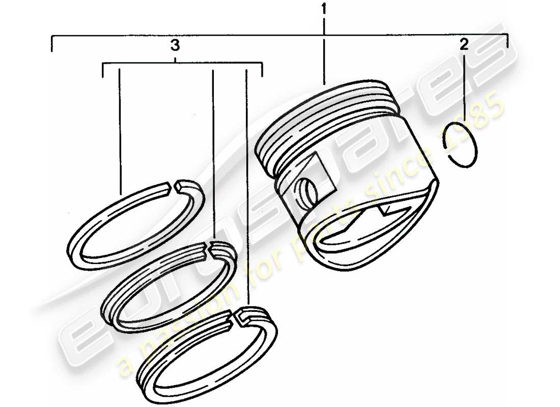 porsche 1995 (928) kolben - kolbenringe ersatzteildiagramm