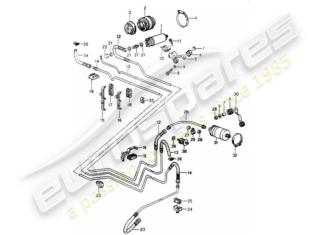 porsche 1994 (964) kraftstoffsystem teilediagramm