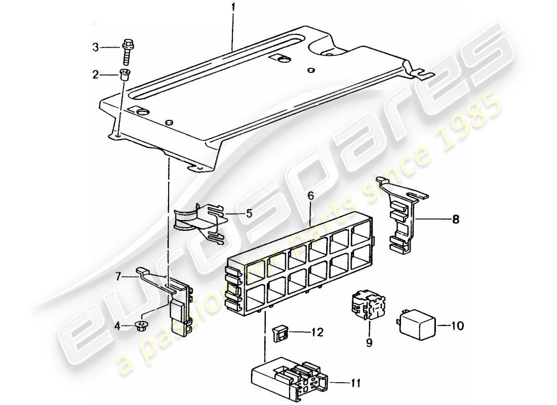 porsche 2002 (996) sicherungskasten/relaisplatte - hinteres ende teilediagramm