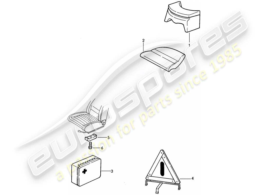 porsche 1986 (911) zubehör – kindersitz – fahrzeugabdeckung teilediagramm