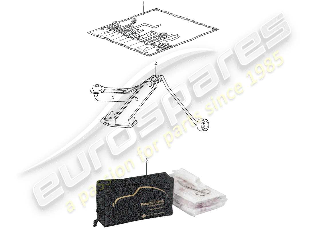 porsche 1996 (993) werkzeug - wagenheber ersatzteildiagramm