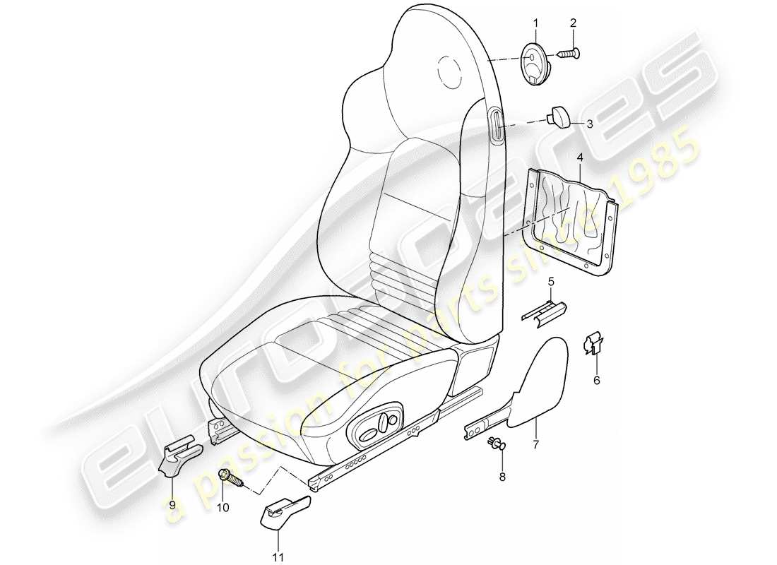 porsche 2003 (996) sportsitz ersatzteildiagramm