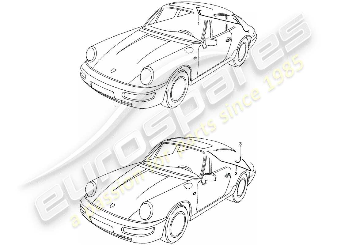 porsche 1989 (964) kabelbäume - hinteres ende ersatzteildiagramm