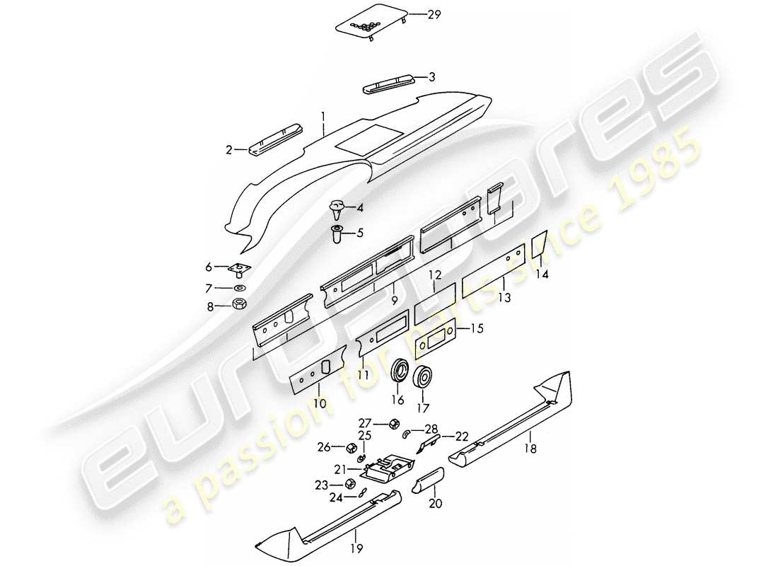 porsche 1966 (911/912) armaturenbrettverkleidung - aschenbecher - verkleidungsabdeckung - d - mj 1969>> ersatzteildiagramm