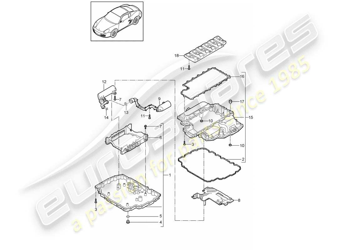 porsche 2011 (987 cayman) ölwanne - ersatzteildiagramm