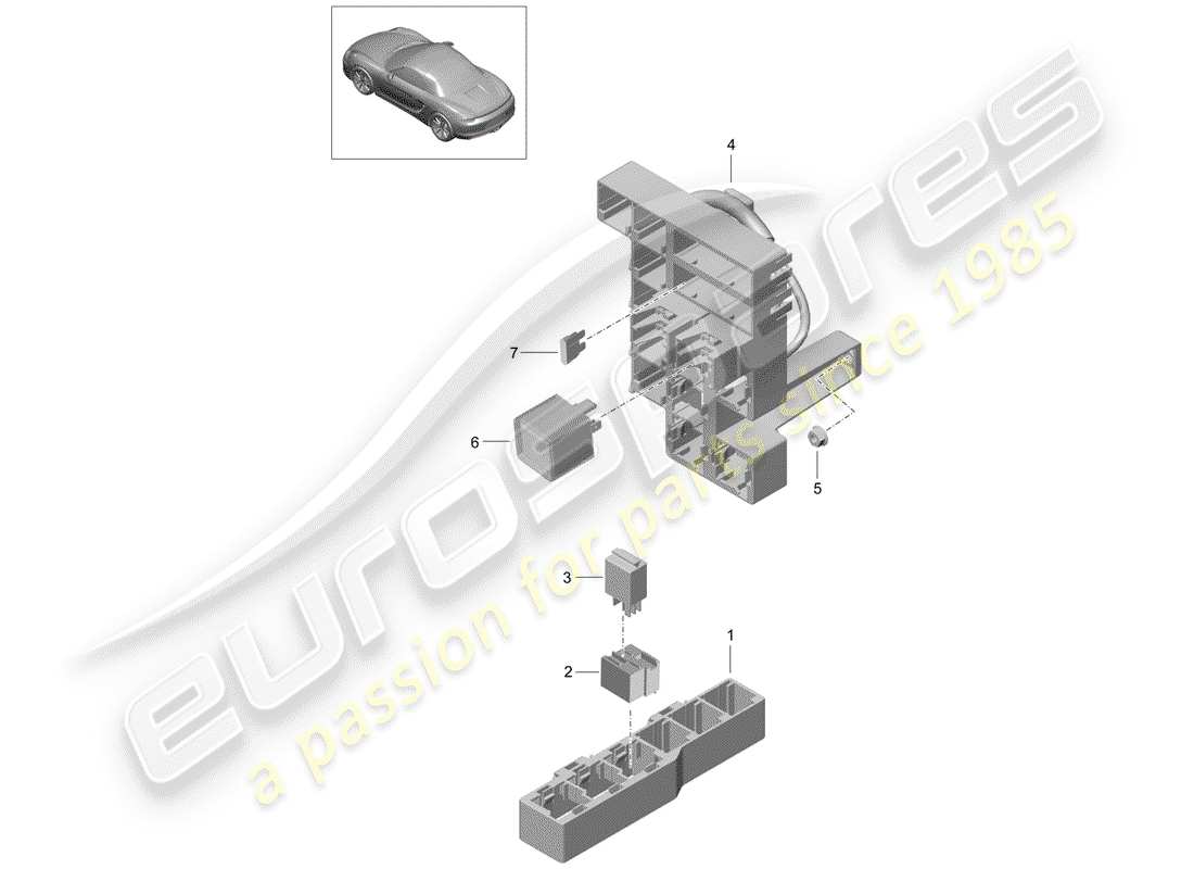 porsche 2014 (981 boxster) sicherungskasten/relaisplatte ersatzteildiagramm