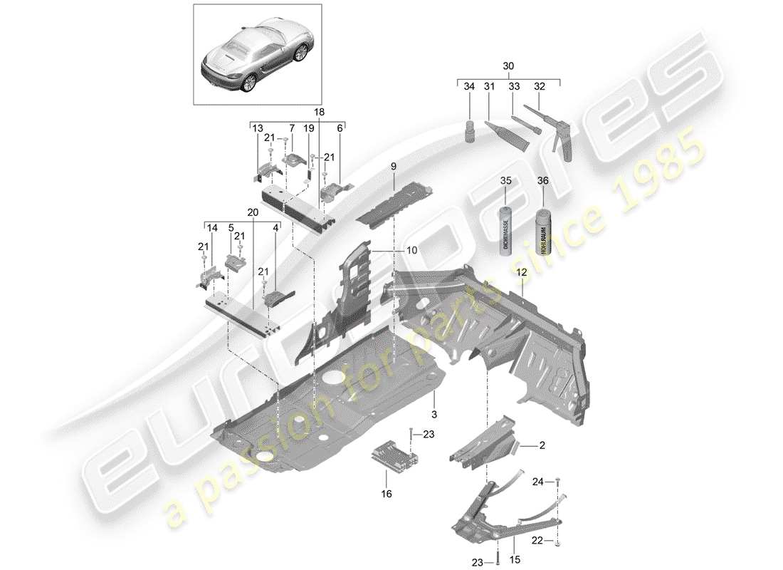 porsche 2015 (981 boxster) floor-teilediagramm