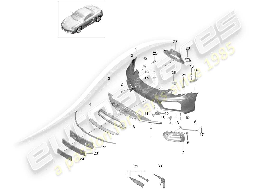 porsche 2015 (981 boxster) stoßstange ersatzteildiagramm