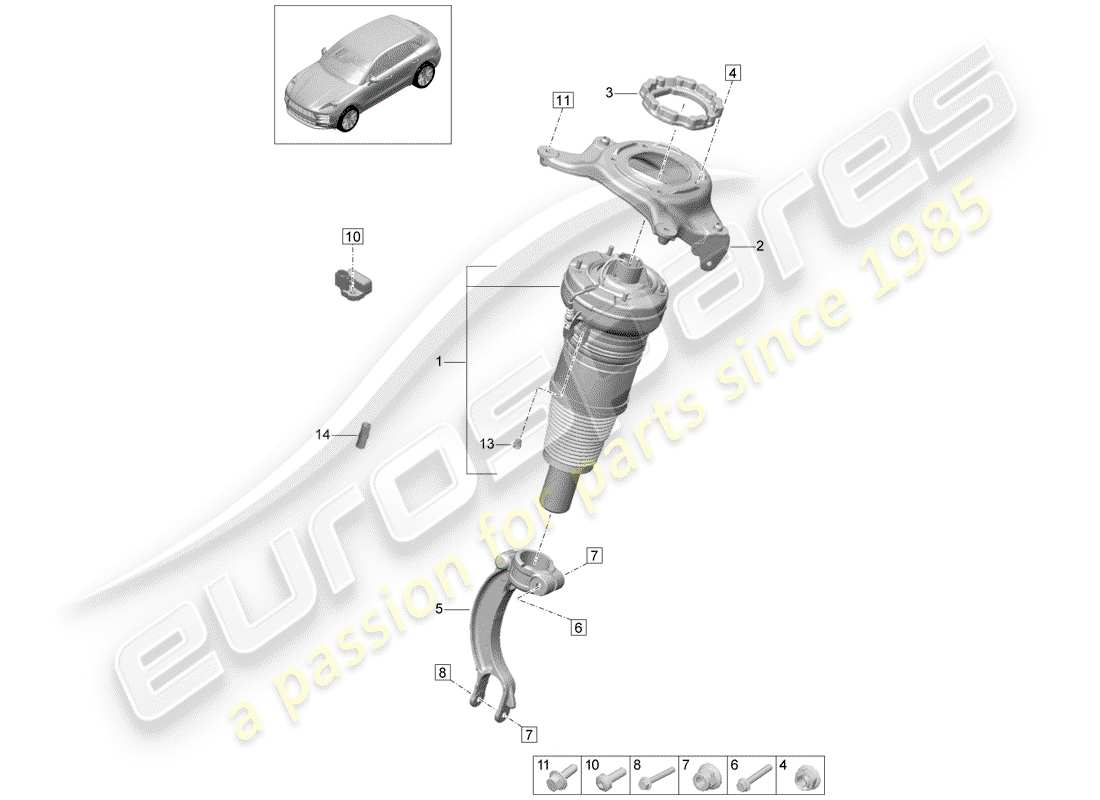 porsche 2020 (macan) luftfederung ersatzteildiagramm