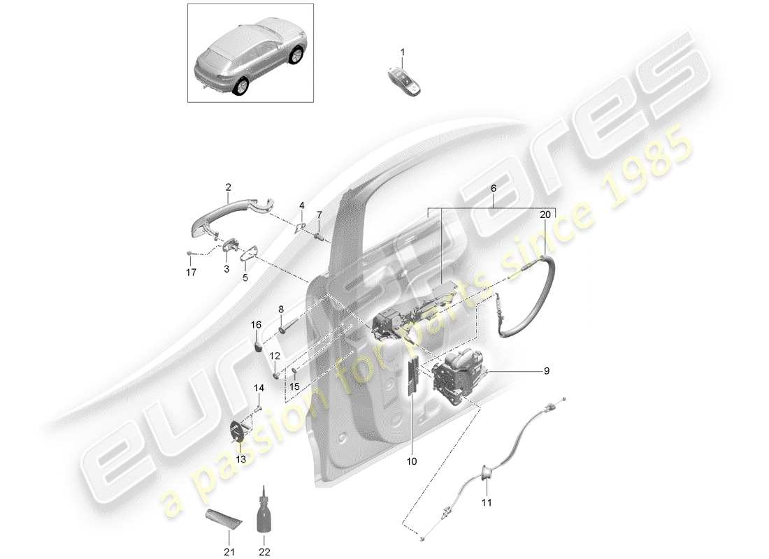 porsche 2014 (macan) türschlösser teilediagramm