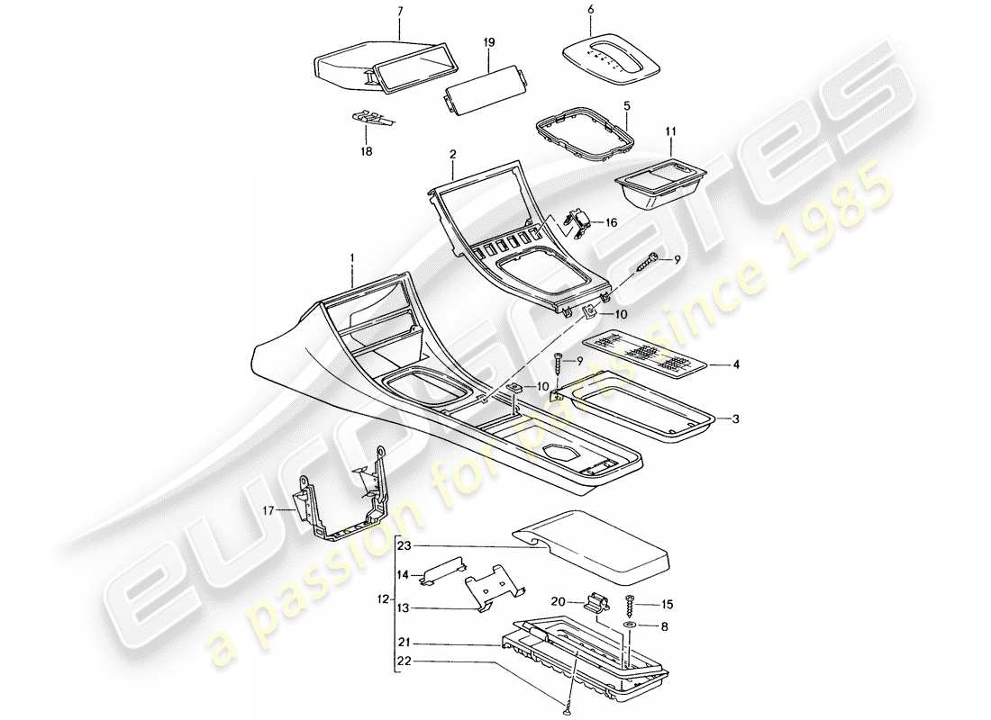 porsche 1986 (944) kassettenhalter - mittelkonsole ersatzteildiagramm