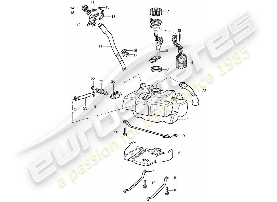porsche 2003 (996) kraftstofftank teilediagramm