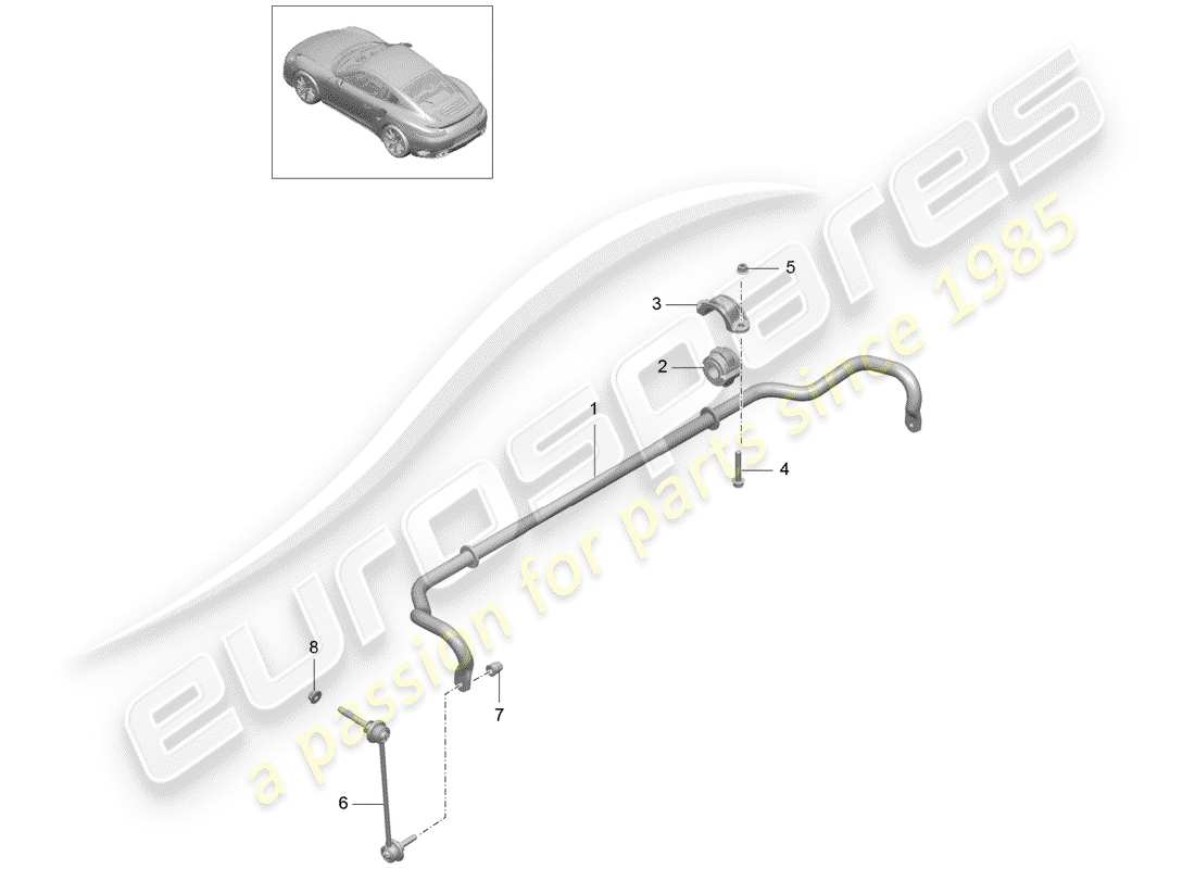 porsche 2019 (991-2 turbo) stabilisator teilediagramm