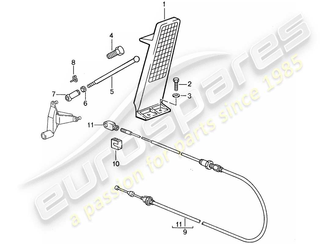 porsche 1988 (959) pedale - drosselklappensteuerung teilediagramm
