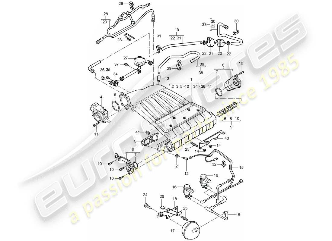 porsche 2005 (cayenne e1 9pa) ansaugkrümmer - teilediagramm