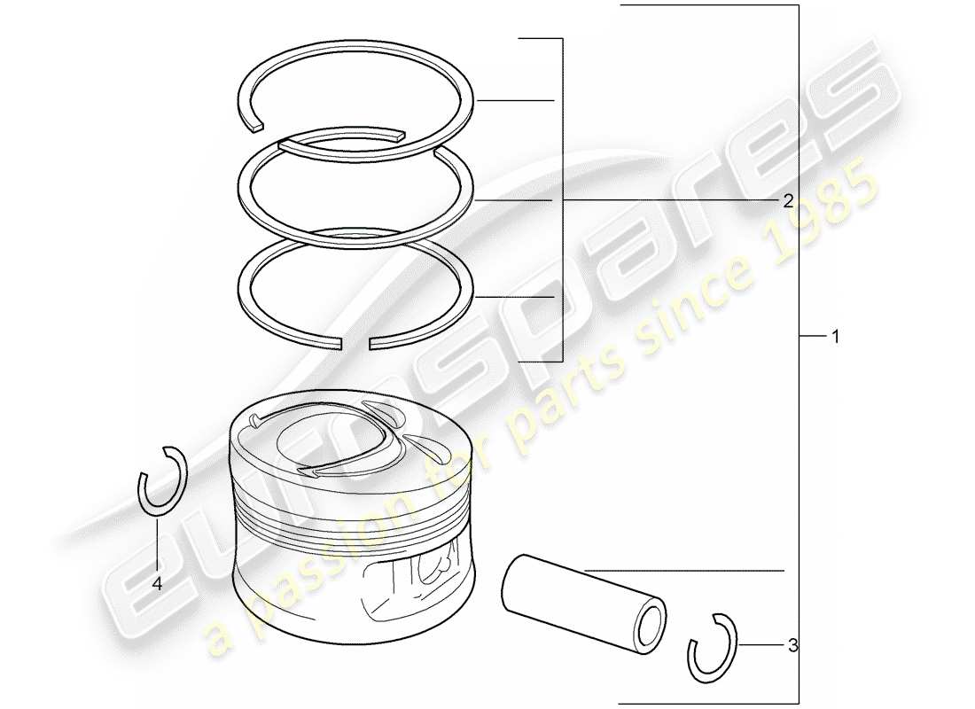 porsche 2008 (cayenne e1 9pa) kolben teilediagramm