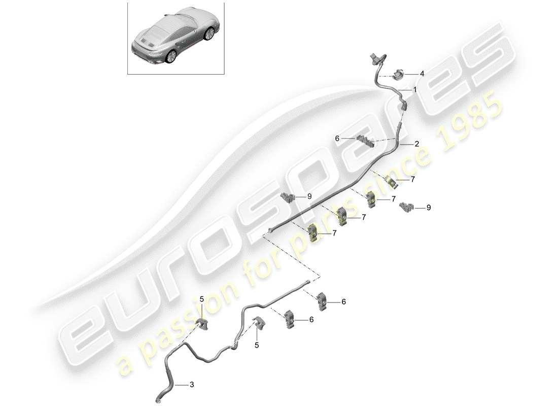 porsche 2020 (991-2 turbo) vakuumleitung - teilediagramm