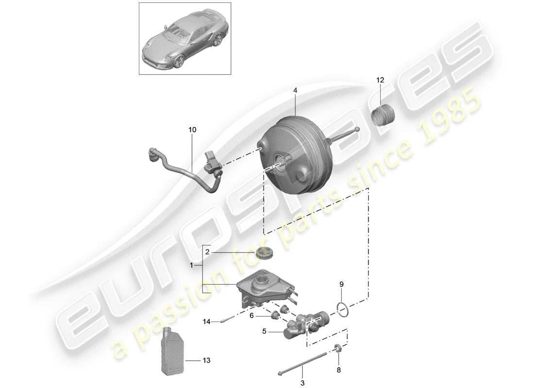 porsche 2017 (991-2 turbo) bremszylinder ersatzteildiagramm