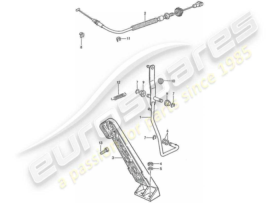 porsche 1990 (944) gaspedal - gaspedalkabel - für - schaltgetriebe ersatzteildiagramm