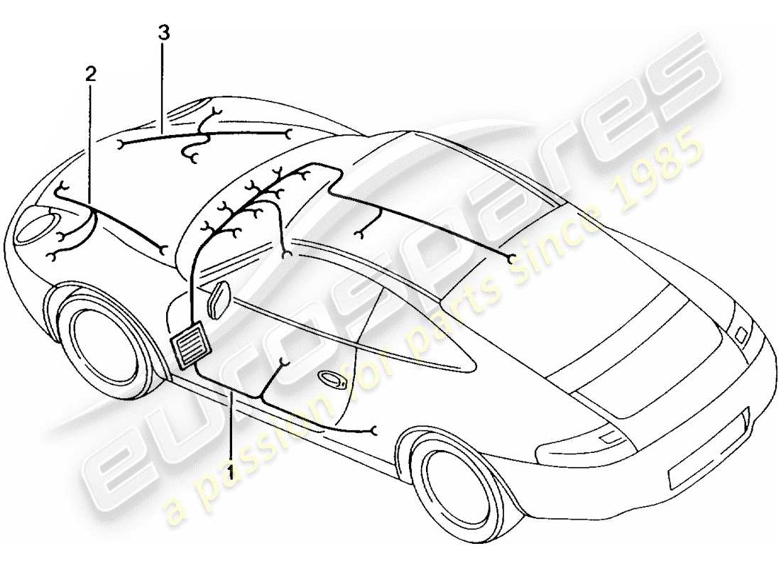 porsche 2002 (996 gt3) kabelbäume - fahrgastraum - handschuhfach - vorderer gepäckraum - reparatursatz - anti-blockiersystem -abs- - bremsbelagverschleissanzeige - vorderachse ersatzteildiagramm