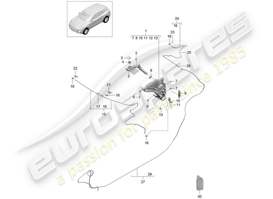 porsche 2014 (macan) scheibe teilediagramm