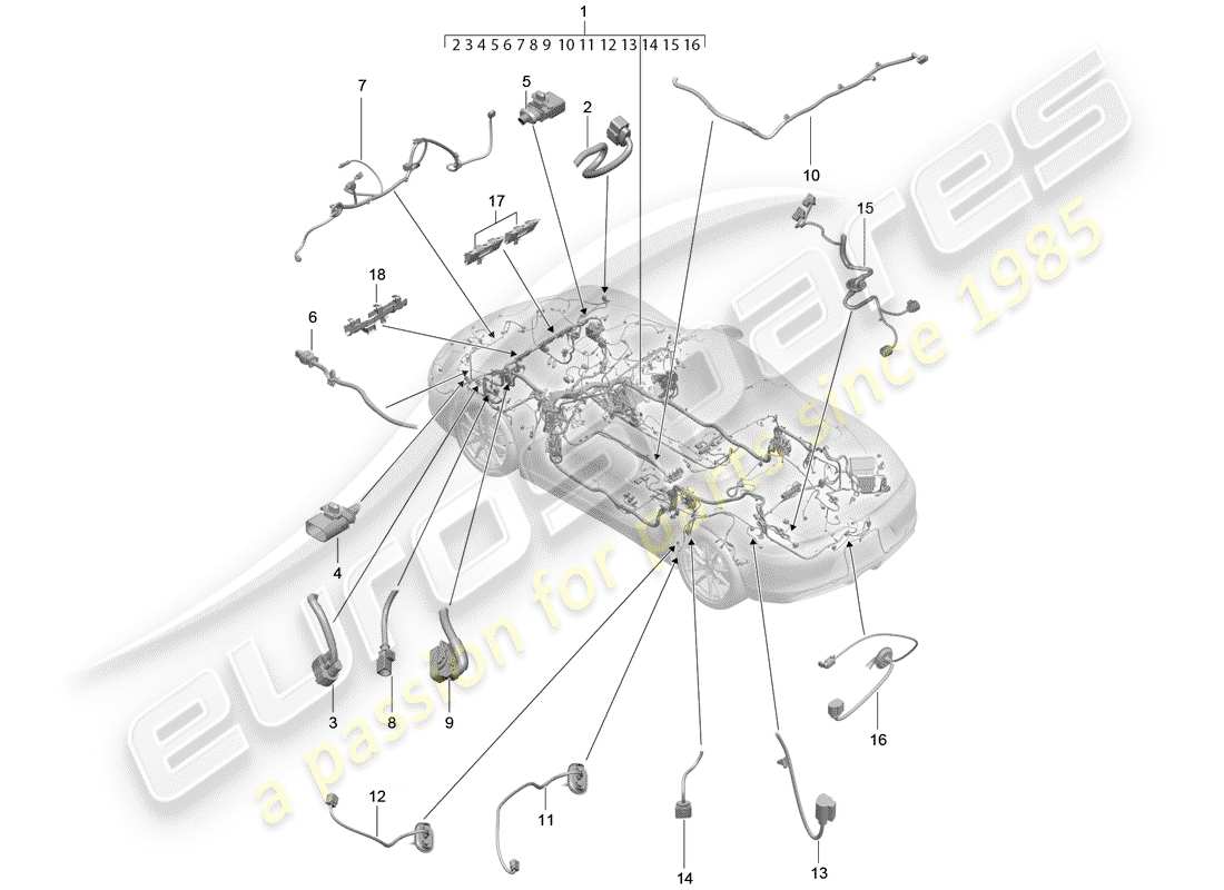 porsche 2015 (981 boxster) kabelbäume ersatzteildiagramm