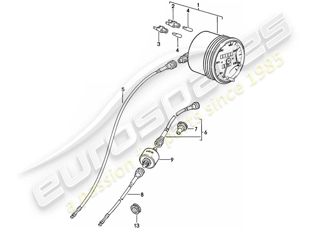 porsche 1978 (924) tachometer-teilediagramm