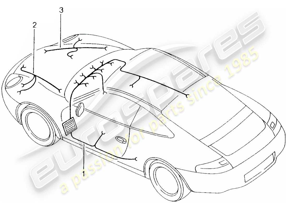 porsche 2001 (996) kabelbäume - fahrgastraum - handschuhfach - vorderachse - reparatursatz - anti-blockiersystem -abs- - bremsbelagverschleissanzeige - vorderachse ersatzteildiagramm