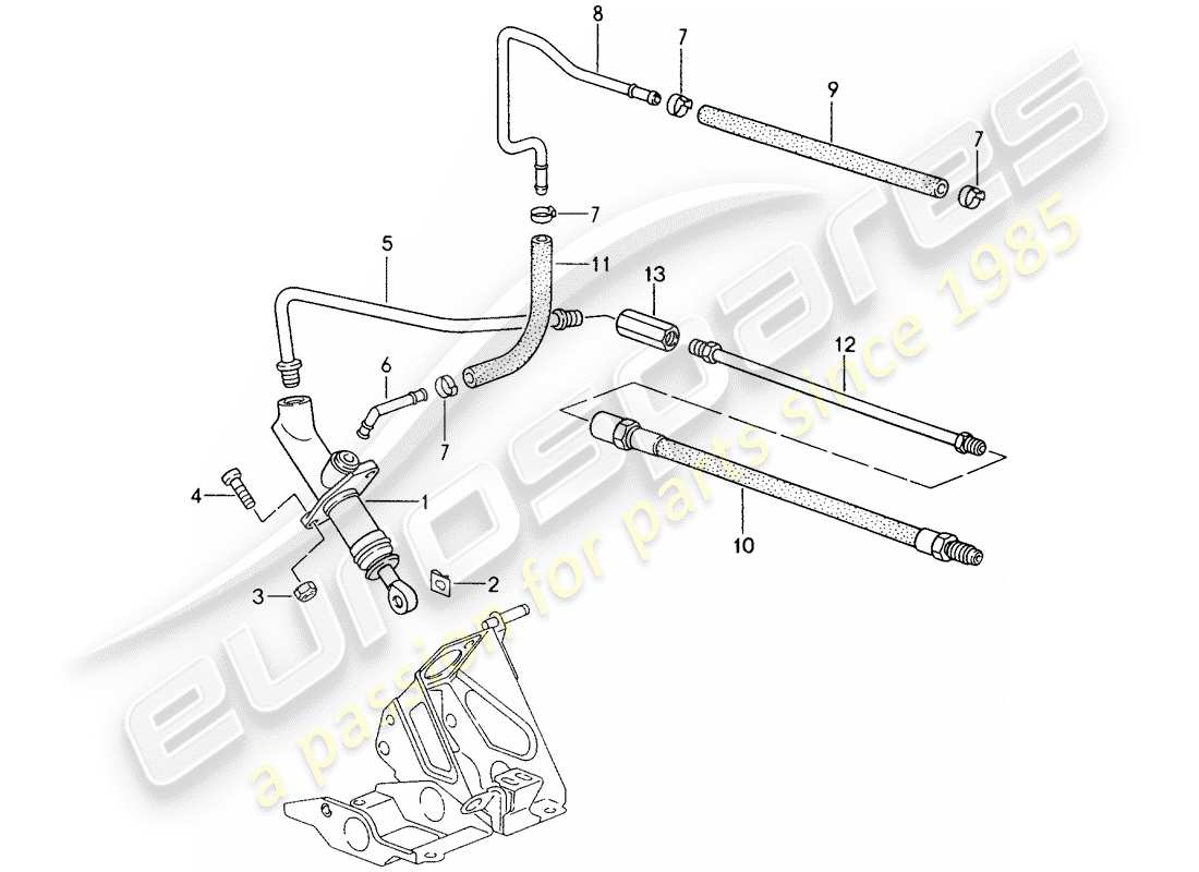 porsche 1995 (993) hydraulische kupplung - betrieb - kupplungsgeberzylinder ersatzteildiagramm