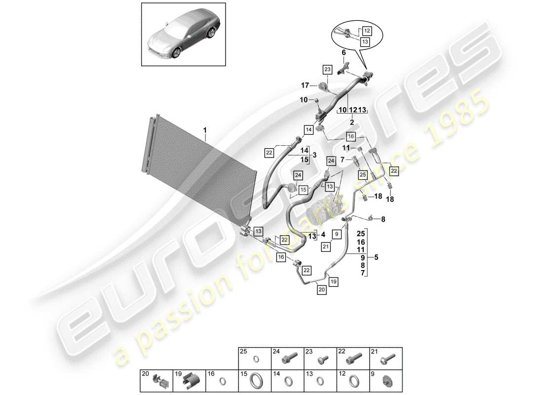 porsche 2019 (panamera 971-1) kältemittelkreislauf teilediagramm