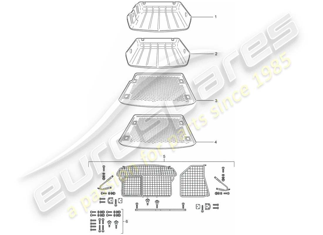 porsche 2007 (tequipment cayenne) gepäckraumeinlage ersatzteildiagramm