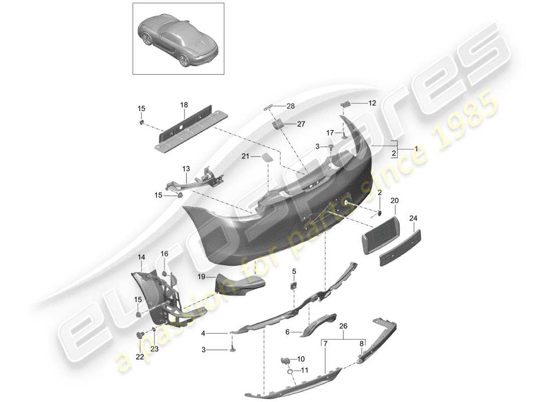 porsche 2014 (981 boxster) stoßstange ersatzteildiagramm