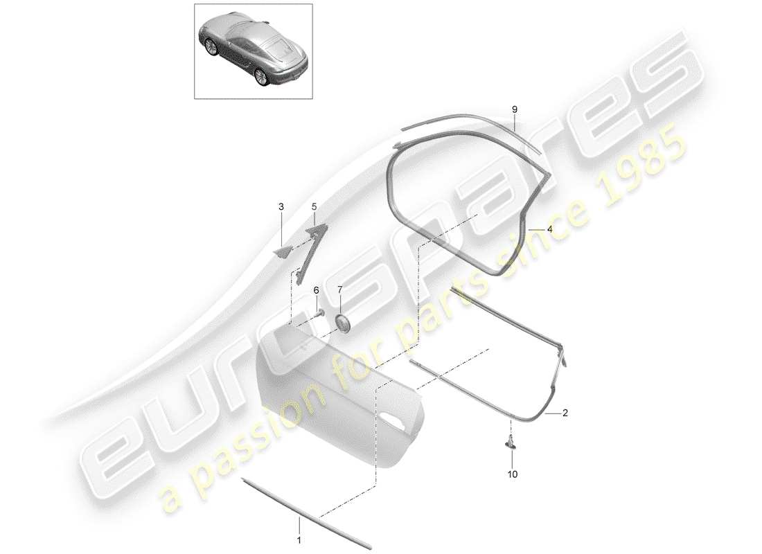 porsche 2015 (981 cayman) türdichtung ersatzteildiagramm