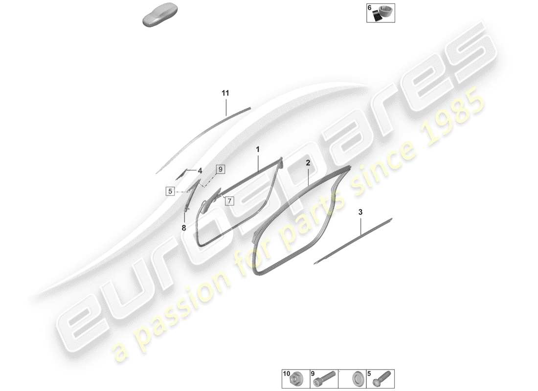 porsche 2019 (992-1) türdichtung ersatzteildiagramm