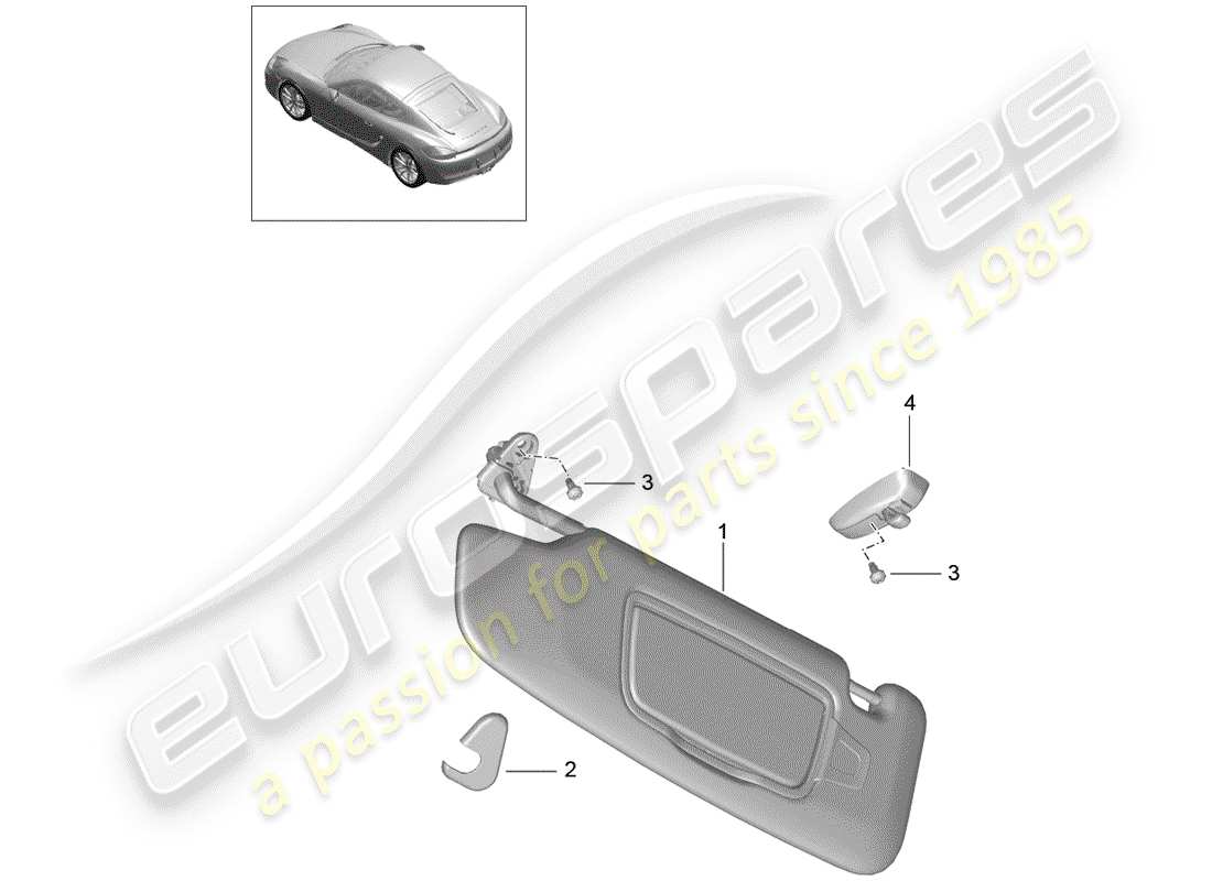 porsche 2016 (981 cayman) sonnenblenden ersatzteildiagramm